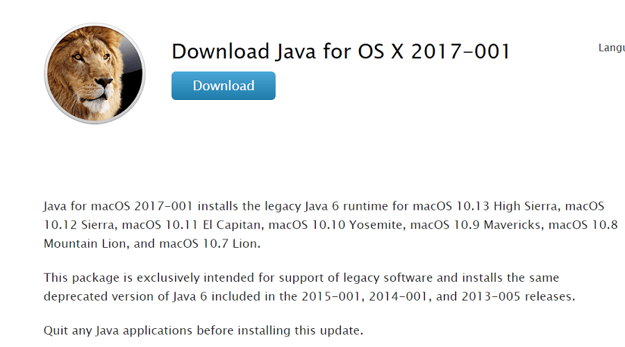 Download runtime java se 6 legacy per mac